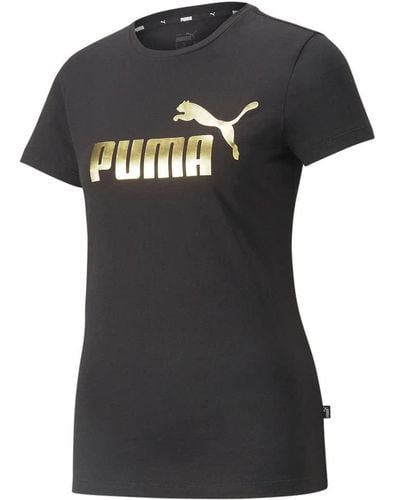 PUMA Essentials+ Metallic Logo T-shirt 'voor - Zwart