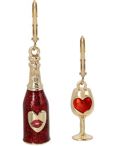 Betsey Johnson Wine Non-matching Earrings - Red