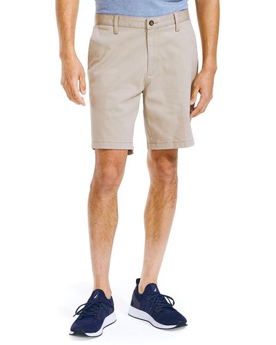 Nautica Classic Fit Flat Front Stretch Solid Chino Deck Legere Shorts - Natur
