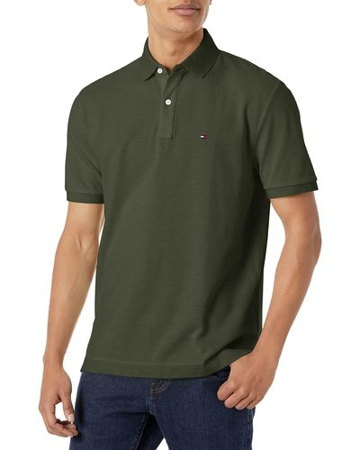 Tommy Hilfiger Mens Short Sleeve Cotton Pique In Classic Fit Polo Shirt - Green