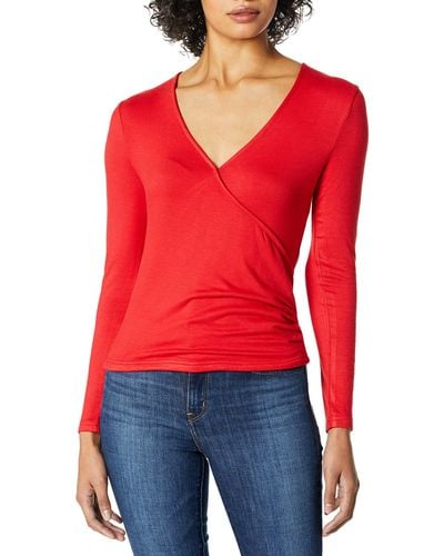 Cupcakes And Cashmere Erick Knit Interlock Long Sleeve Wrap - Red