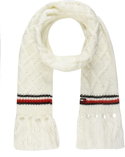 Tommy Hilfiger Lattice Cable With Stripes Scarf - Natural
