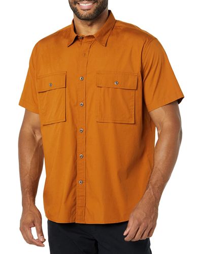 Amazon Essentials Standard-fit Short-sleeved Two-pocket Utility Shirt - Orange
