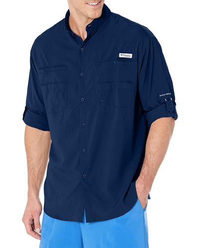 Columbia Big And Tall Pfg Tamiami Ii Upf 40 Long Sleeve Fishing Shirt - Blue