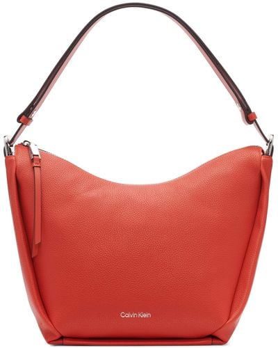 Calvin Klein Prism Top Zip Convertible Hobo Shoulder Bag - Red