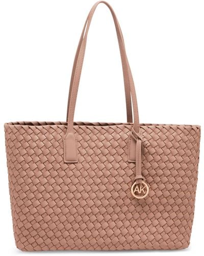 Anne Klein Woven Tote With Pouch - Pink