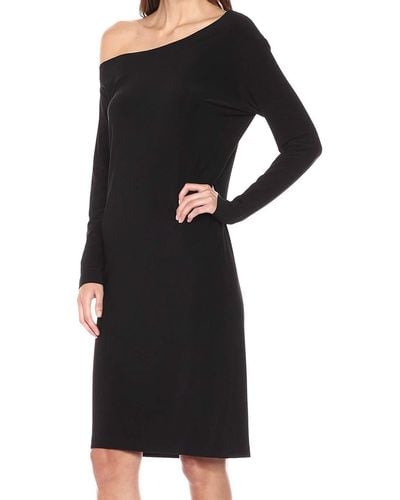 Norma Kamali Womens Long Sleeve Drop Shoulder Dress - Black
