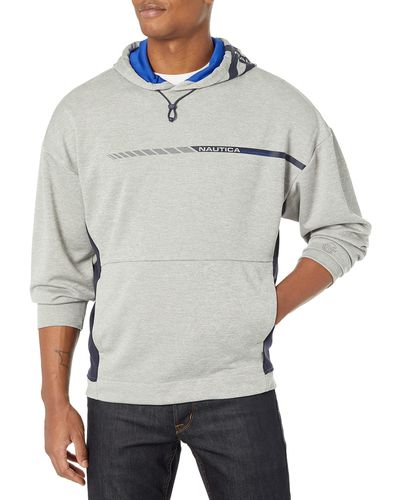 Nautica Mens Competition Sustainably Crafted Logo Pullover Hoodie Sweatshirt - Gray