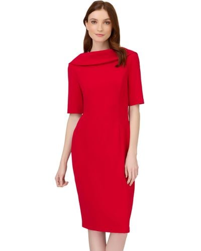 Adrianna Papell Roll Neck Sheath With V Back - Red
