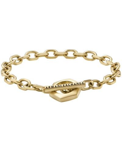Emporio Armani Armani Exchange Gold-tone Stainless Steel Chain Bracelet - Metallic