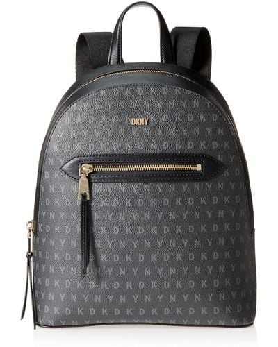 DKNY Logo Print Mini Backpack in Brown