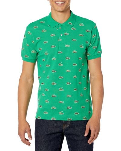 Lacoste Short Sleeve Allover Croc Polo Shirt - Green