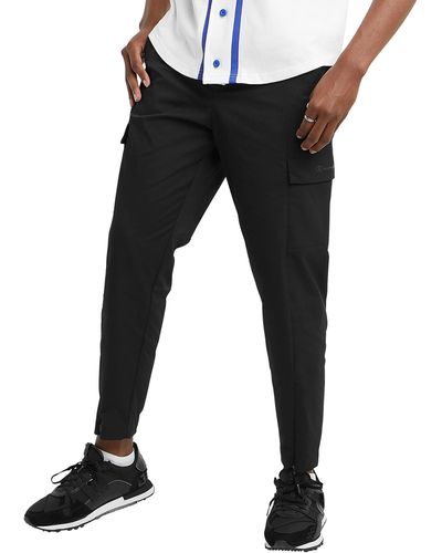Champion , Flex Woven Stretch Athletic Pants, 27.5", Black C Logo