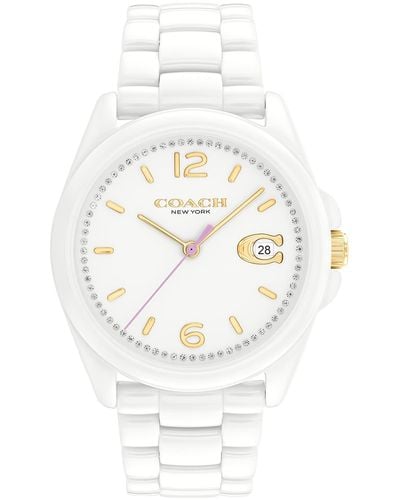 COACH Greyson Watch | Water Resistant | Quartz Movement | Elevating Elegance For Every Occasion(model 14503925) - White