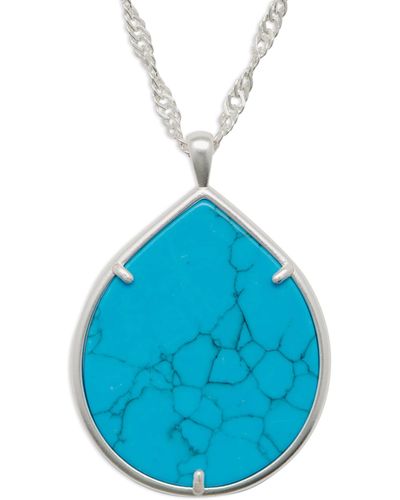 Lucky Brand Turquoise Slice Pendant Necklace - Blue