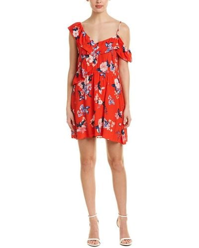 Cupcakes And Cashmere Cordetta Assymetrical Ruffle Print Dress - Red