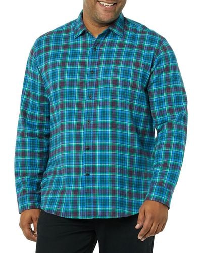 Amazon Essentials Flanellen Overhemd Met Lange Mouwen - Blauw