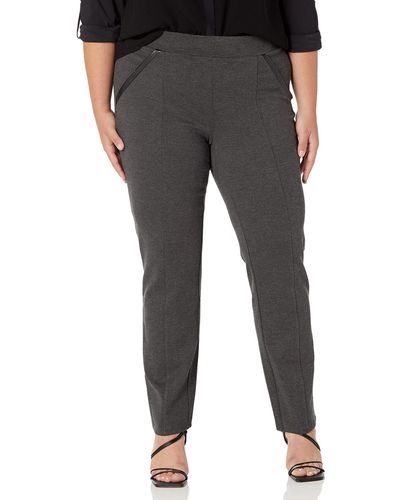 Rafaella Plus-size Ponte Comfort Fit Slim Leg Pants - Gray
