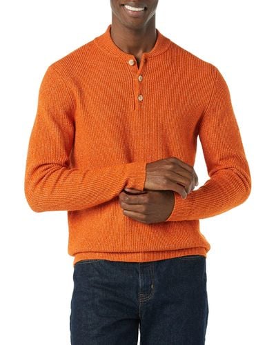 Amazon Essentials Long-sleeve Henley Sweater - Orange