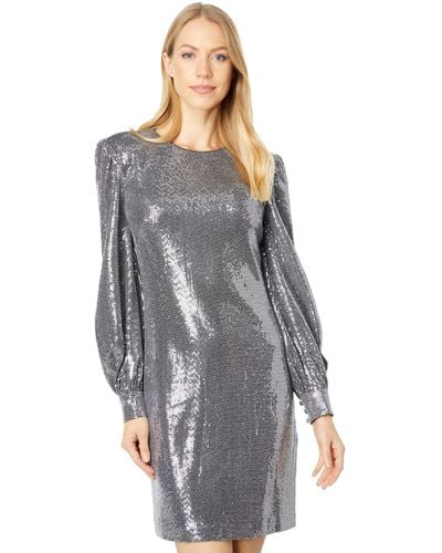Vince Camuto Sequin Cocktail Dress With Puff Sleeves - Metallic