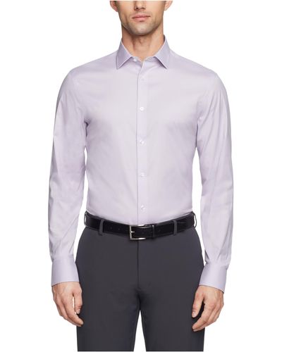 Calvin Klein Dress Shirt Slim Fit Refined Cotton Stretch - Purple