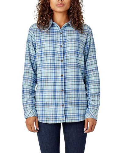 Dickies Plus Size Flannel Long Sleeve Shirt - Blue