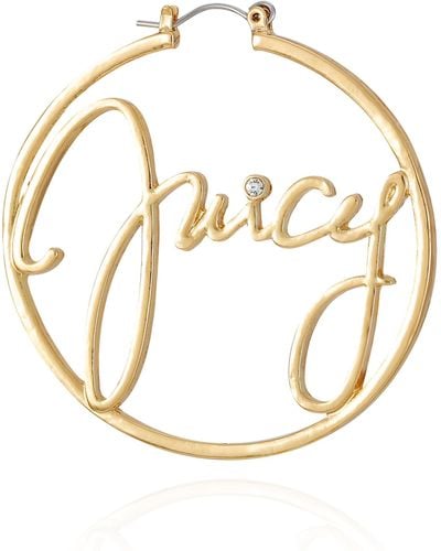Juicy Couture Goldtone Logo Hoop Earrings - Metallic