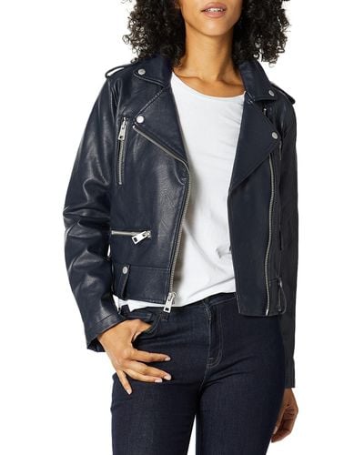 Levi's Faux Leather Contemporary Asymmetrical Motorcycle Jacket - Blue