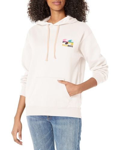 Billabong Womens Graphic Pullover Fleece Hoodie Hooded Sweatshirt - Black