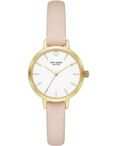 Kate Spade Metro Quartz Metal And Leather Three-hand Watch - Multicolor
