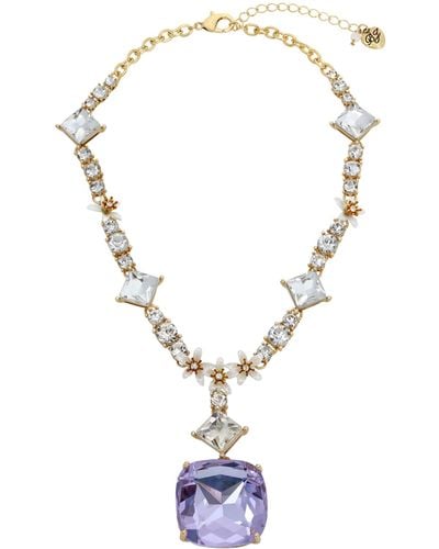 Betsey Johnson S Daisy Gem Pendant Necklace - Metallic