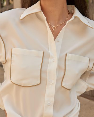 The Drop Ivory Silky Button Down Shirt By Coveteur - Natural