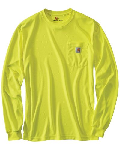 Carhartt Mens High Visibility Force Color Enhanced Long Sleeve Tee Work Utility Shirts - Yellow