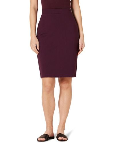 Amazon Essentials Ponte Pull-on Above The Knee Fitted Pencil Skirt - Purple