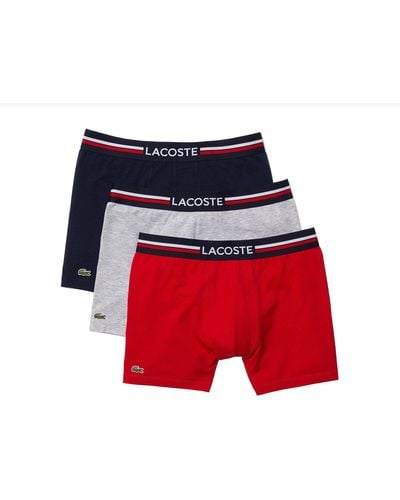 Lacoste Men Boxer Briefs Pack 3 French Flag Iconic Lifestyle - Red