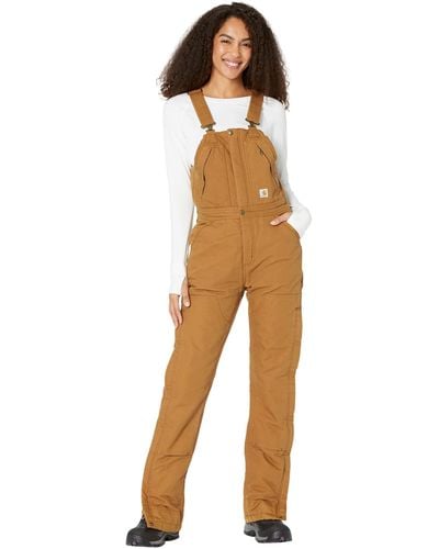 Carhartt S Loose Fit Washed Duck Insulated Biberall Overall - Natural