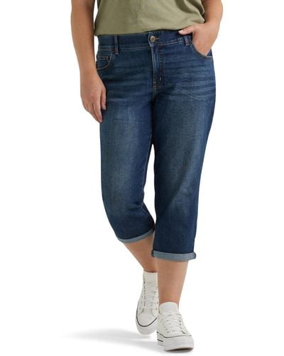 Lee Jeans Plus Size Flex Motion Regular Fit 5 Pocket Capri Jean - Blue