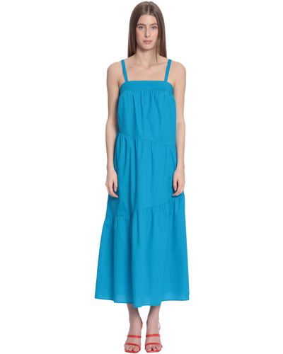 Donna Morgan Sleeveless Maxi Dress With Diagonal Tiers - Blue