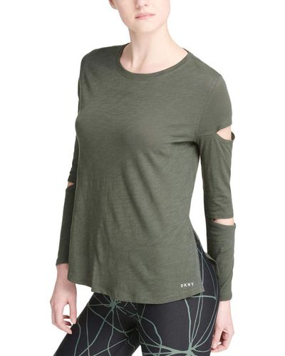 DKNY Long Sleeve Cut Outs Top - Green