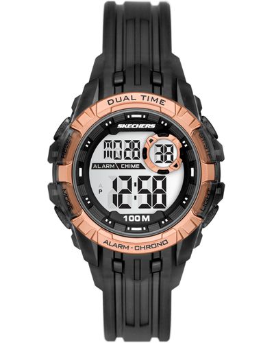 Skechers Sunnyglen Digital Black Polyurethane Watch - Metallic