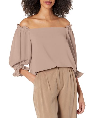 Trina Turk Womens Off The Shoulder Top Blouse - Natural