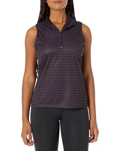 Greg Norman Collection Dotted Stripe S/l Button Polo - Purple