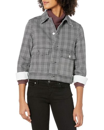 AG Jeans Evonne Workwear Jacket In Black/white Houndstooth - Gray