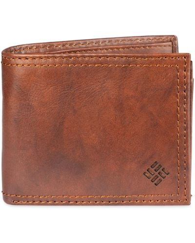 Columbia Leather Extra Capacity Slimfold Wallet,light Brown
