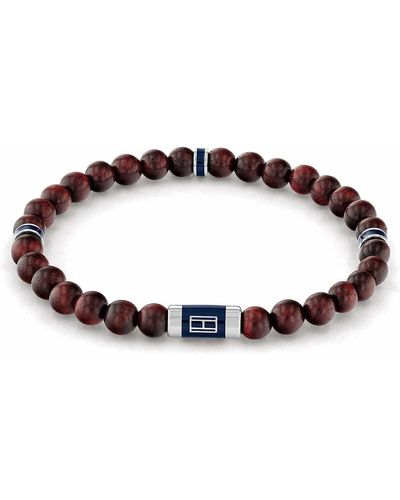 Tommy Hilfiger Jewelry Wood Beaded Bracelet Color: Brown
