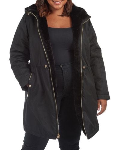 Rachel Roy Womens Reversible Cotton To Fur Transitional Jacket - Black