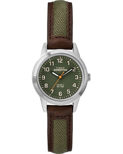 Timex Tw4b12000 Expedition Field Mini Brown/green Nylon/leather Strap Watch - Multicolor