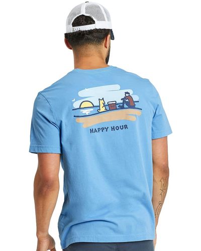 Life Is Good. Happy Hour On The Beach Short Sleeve Crusher-lite Tee - Blue