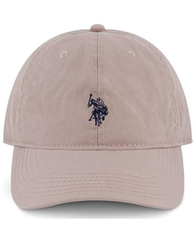 U.S. POLO ASSN. Mens Washed Twill Cotton Adjustable Hat With Pony Logo And Curved Brim Baseball Cap - Gray