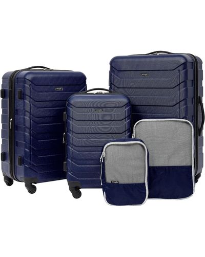 Wrangler 4 Piece Elysium Luggage And Packing Cubes Set - Blue